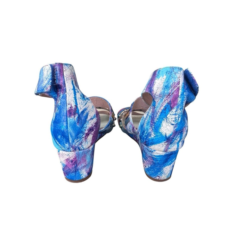 Blue Multi-Accent Wedge Sandals with Ankle Strap - Picture 4 of 6